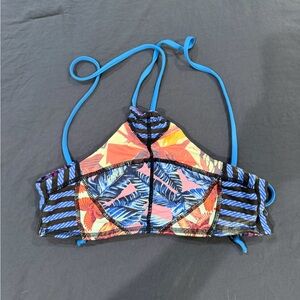 Maaji Tropical Multi-Color Halter Swim Top (Blue, Pink, Orange)